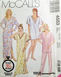 UNCUT-McCall's Pattern #4553-Misses' Caftan, Top & Pants - Sizes 10 to 12 - Picture 1 of 2