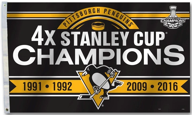Питтсбург Пингвинз 4 X Кубок Стэнли чемпионов 3 x 5 флаг 12036 - Изображение 1 из 1