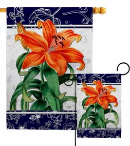 Orange Lilies Garden Flag Floral Spring Decorative Small Gift Yard House Banner - Picture 1 of 17