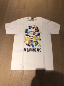 A Bathing Ape Multi Rainbow Camo White Logo T-Shirt Size Small Bape - Bild 1 von 6
