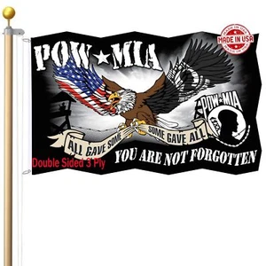 Pow Mia Eagle Flag 3x5 Outdoor Double Sided 3 Ply-Made In USA-Pow Flag Durabl... - Picture 1 of 7