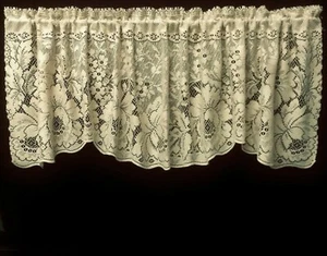 Ainsley Lace Window Valance Organic Cotton Brown Kitchen Bedroom Livingroom - Bild 1 von 4