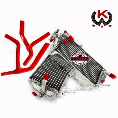 Radiador de alumínio e mangueira vermelha Fit 2006-08 2007 Kawasaki KX450F /2008 2009 KLX450R - Imagem 1 de 4