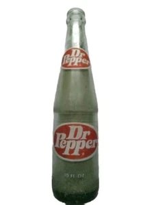 RARE Vintage Dr. Pepper 10 Oz Empty Embossed Green Glass Soda Bottle - Picture 1 of 4