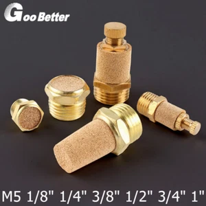 M5 1/8"1/4"3/8"-1" BSP Thread Copper Muffler Exhaust Vent Pneumatic Filter Tower - Picture 1 of 30