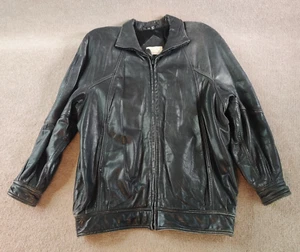 Marc by Andrew Marc Black Leather Jacket Mens Large Heavy Faded Distressed Look - Picture 1 of 24