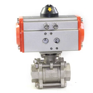 Válvula de bola neumática accionada por aire de 1/2" 3 piezas acero inoxidable EE. UU. - Imagen 1 de 5
