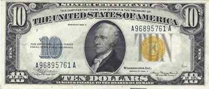 1934-A $10 Sm Size Silver Certificate, Emergency Issue WW2 North Africa, Circ - Picture 1 of 2