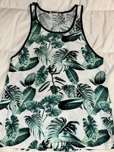 Camiseta sin mangas Forever 21 para hombre chaleco estampado único hojas - Imagen 1 de 3