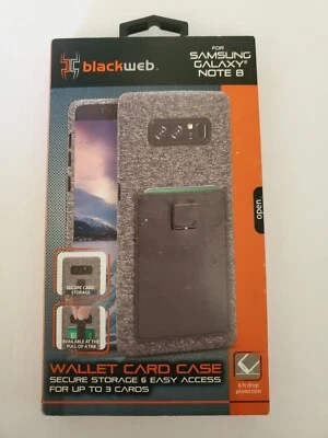 Samsung Galaxy Note 8 Wallet Card Holder Phone Case Gray Blackweb - Image 1 of 2