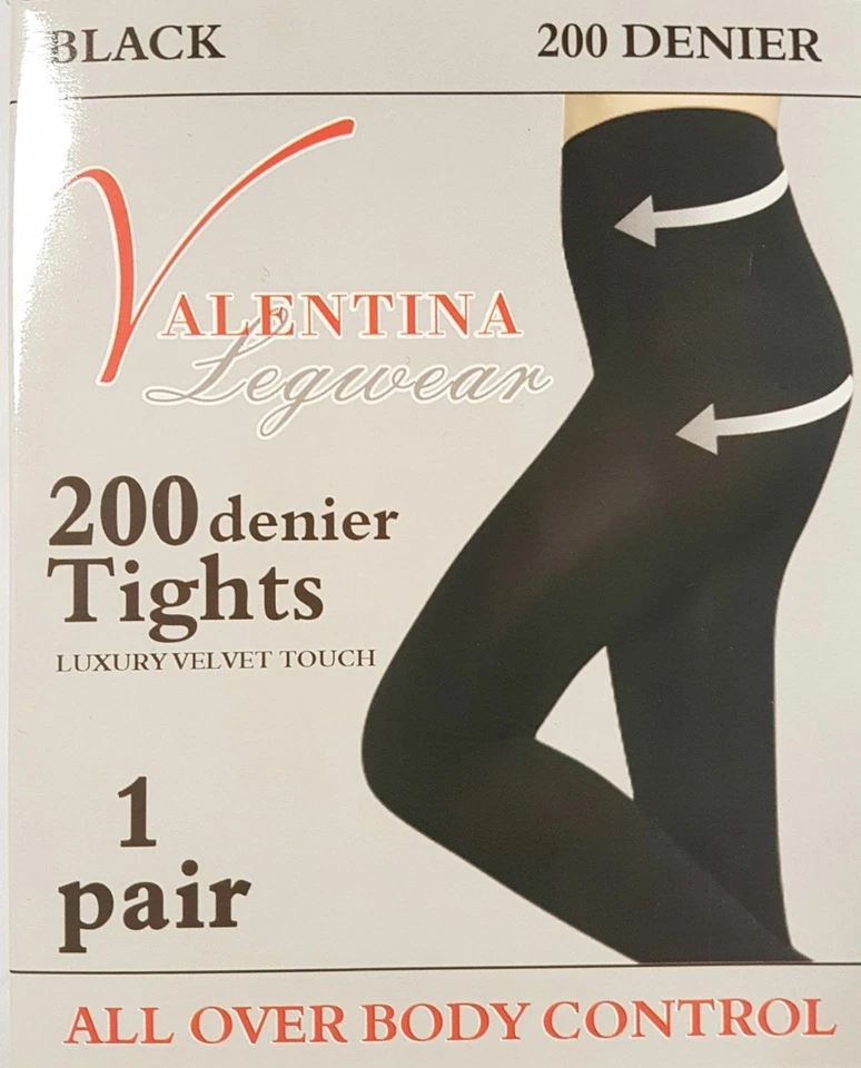 Meia-calça denier feminina preta inverno grosso 200 luxo toque macio Reino Unido tamanho 8-18 - Imagem 1 de 1