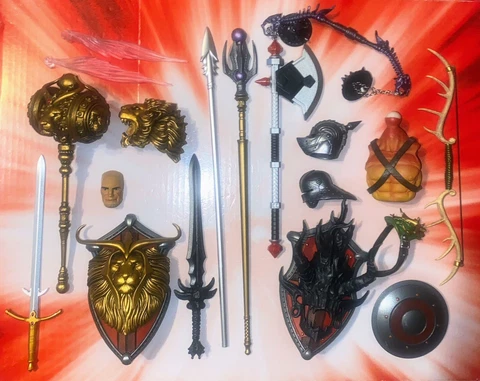 Four Horsemen Mythic Legions Weapons Accessories Lot Bows Swords Staff Shield Cover