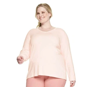 Croft & Barrow Womens Soft Pink T-Shirt Size 2X Long Sleeve V Neck Tee Top New - Picture 1 of 1