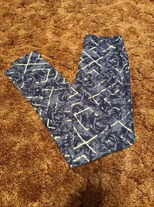 LuLaRoe Leggings One Size Blue Floral Pattern - Picture 1 of 4