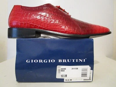 Giorgio Brutini Hombres Herd 211130 Vestido Estampado Croco Zapatos Oxford Rojo Talla 10.5 Foto 1 de 4