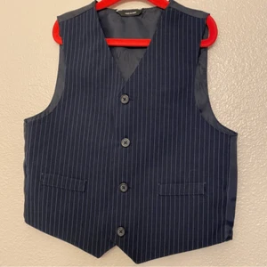 Boys kids youth Navy blue pin stripe formal dress up vest suit Jacket size 6 - Picture 1 of 6