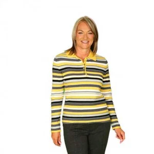 Ladies Rabe Yellow and Grey Polo Shirt 51 121619 - Picture 1 of 1