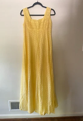 Maxi Vestido Mod De Colección Años 60 Hecho a Mano Amarillo Mantequilla Cintura Imperio M/L *leer* Foto 1 de 4