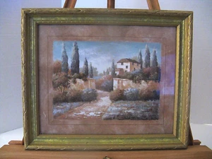 Vivian Flasch Signed Litho Print Tuscan Blue II Matted Gold Frame 11-3/4"x9-3/4" - Picture 1 of 7