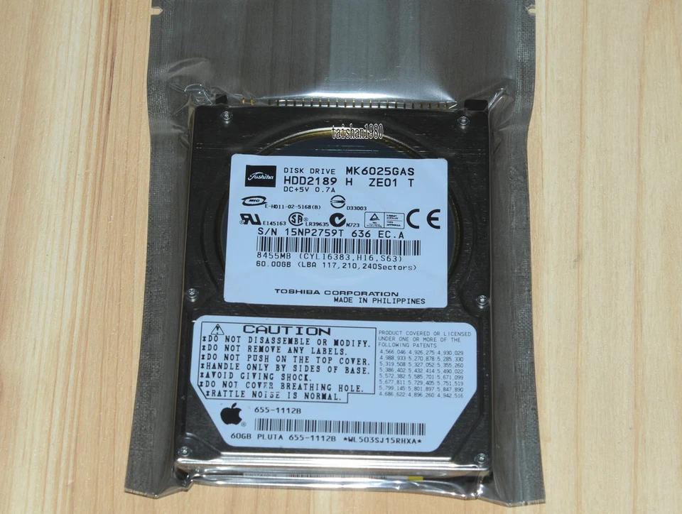 Toshiba 60 GB 4200 RPM 2.5" IDE PATA HDD MK6025GAS Hard Drive For Laptop - Image 1 of 4