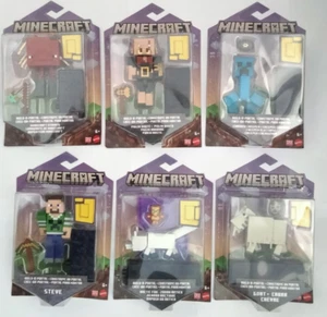NEW ~ MINECRAFT ~ BUILD A PORTAL SET ~ FOX CREEPER STEVE STRIDER PIGLIN GOAT - Picture 1 of 8