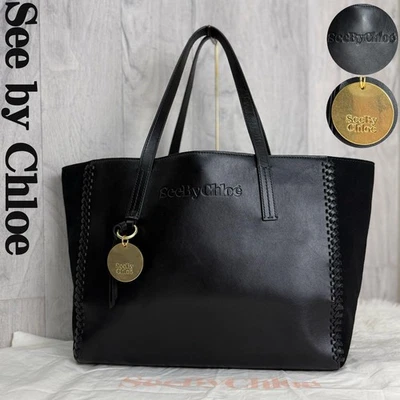 SEE BY CHLOE Chloé logo Leather Tote bag Black in Excellent Condition Authentic - Image 1 of 4