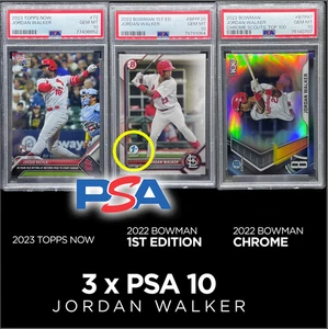JORDAN WALKER ROOKIES 1st EDITION Bowman, Topps RC ๐ฅ PSA 10 - All 3 - Picture 1 of 7