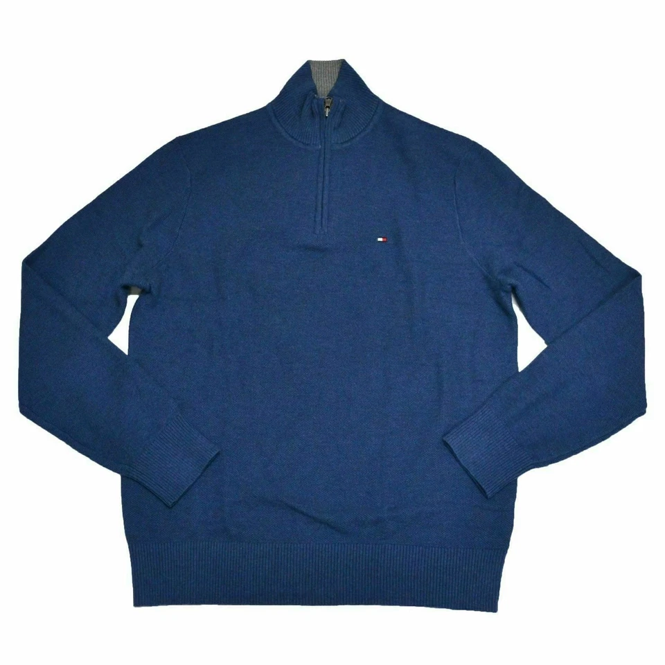 Tommy Hilfiger Mens Sweater Quarter Zip Knit Jacket Outerwear Flag Logo New Nwt - Image 1 of 1
