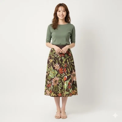 Lucky Brand Wrap Around Skirt Womens Large Brown Floral Print Midi Boho Retro - Image 1 of 4