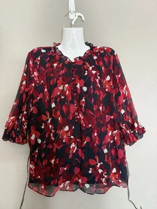 The Fold Crepe Popover Blouse Womens 10 100% Silk Floral Multicolor Cottagecore - Picture 1 of 11