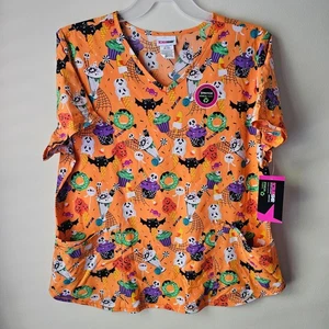 Scrubstar Spooky Treats Halloween Scrub Top Size 2XL NEW - Picture 1 of 1