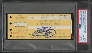 1989 DAVID JUSTICE SIGNED MLB DEBUT FULL TICKET 5/24/89 BRAVES PIRATES PSA 8 - Picture 1 of 2