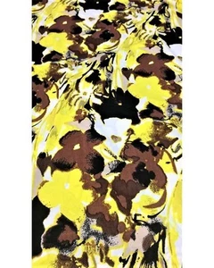 Tessuto maglina di viscosa stampato elastico marrone e giallo alto 150 cm 7131 - Imagen 1 de 1