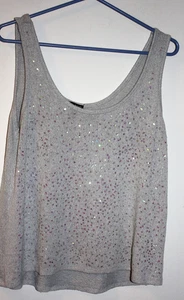 F.A.N.G. Silbernes Strick-Tanktop mit Rundhalsausschnitt Gr. L - Bild 1 von 3