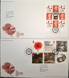 GB 13-09- 2018 Centenary WW1 2 x FDCs + Inserts Mint & Crisp Tallents House - Picture 1 of 1