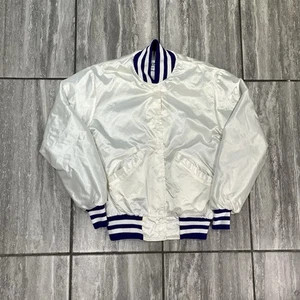 Men’s Delong White and purple vintage Varsity bomber jacket Small - Picture 1 of 4