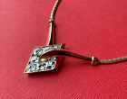 Vintage Signed TRIFARI DIAMOND SHAPE RHINESTONE PENDANT OMEGA CHAIN NECKLACE