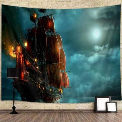 Barco Fantasma Medieval Tapiz Extra Grande Colgante de Pared Tela Fondo Juego Foto 1 de 4