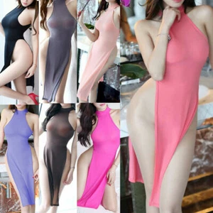 Ultradünnes figurbetontes Damen-Dessous hoher Schlitz Cheongsam Party Nacht Clubwear - Bild 1 von 21
