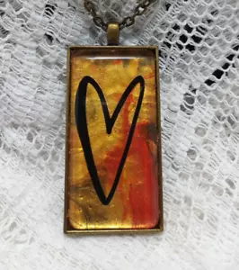 2" Herz Anhänger mit 24" dunkelgoldfarbene Kette Halskette modern Boho - Bild 1 von 4
