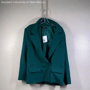 NWT Forever 21 Womens Green Long Sleeve Double Breasted Tuxedo Blazer Size M - Picture 1 of 4
