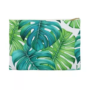 Tropical Green Monstera Leaf Pouch, Pencil Case, Makeup Bag, Handmade Purse - Picture 1 of 9