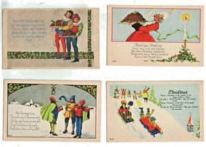 Lot /4 Postcards 1940's Christmas Christianity  2- W521-Songs Greeting Post Card - Bild 1 von 7