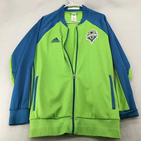 Adidas Seattle Sounders  Jacket  Windbreaker Men's XL Green Zip-Up Hooded Cover