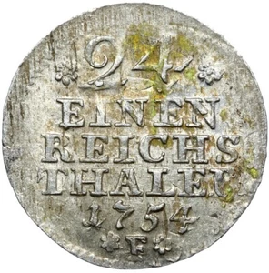 Prussia Frederick II. the large - 1/24 thaler 1754 F Magdeburg silver condition! - Picture 1 of 2