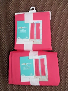 2 Pillowfort Twill Light-Blocking Curtain Panels - Pink, 84”x42", New - Picture 1 of 3
