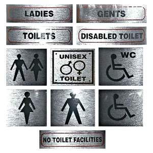 Toilet Signs Easy Peel & Stick to UPVC - Wood etc Waterproof Long lasting - Picture 1 of 22