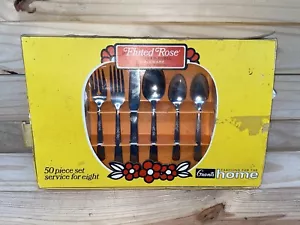 Vintage Oneida Fluted Rose Thor Stainless Flatware Silverware 49 pcs USA Made - Picture 1 of 9