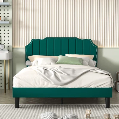 Marco de cama VECELO doble/completo/queen tamaño listones de madera soporte cabecero ajustable Foto 1 de 4