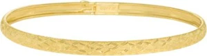 Bracciale Floreo Oro Giallo 10k 4mm Taglio Diamante Finitura Satinata Flex - Foto 1 di 3